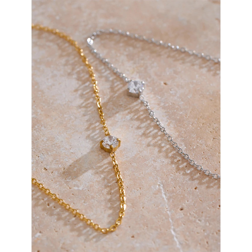 Fanny Fine Crystal Chain Bracelet, waterproof bracelet in 316L stainless steel with a gold or silver-tone PVD finish by Lark & Reed, view 3