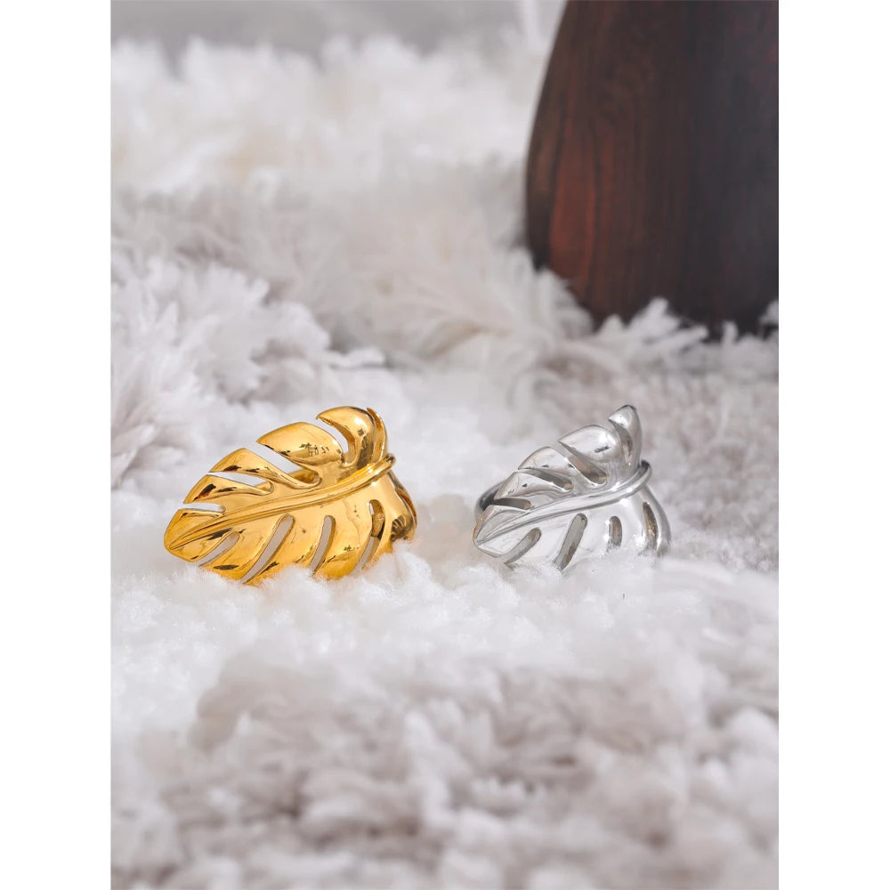 Fleurine bladring, ring, tåler vand, rustfrit stål 316L med guld- eller sølvfarvet PVD-belægning, Lark & Reed, billede 6