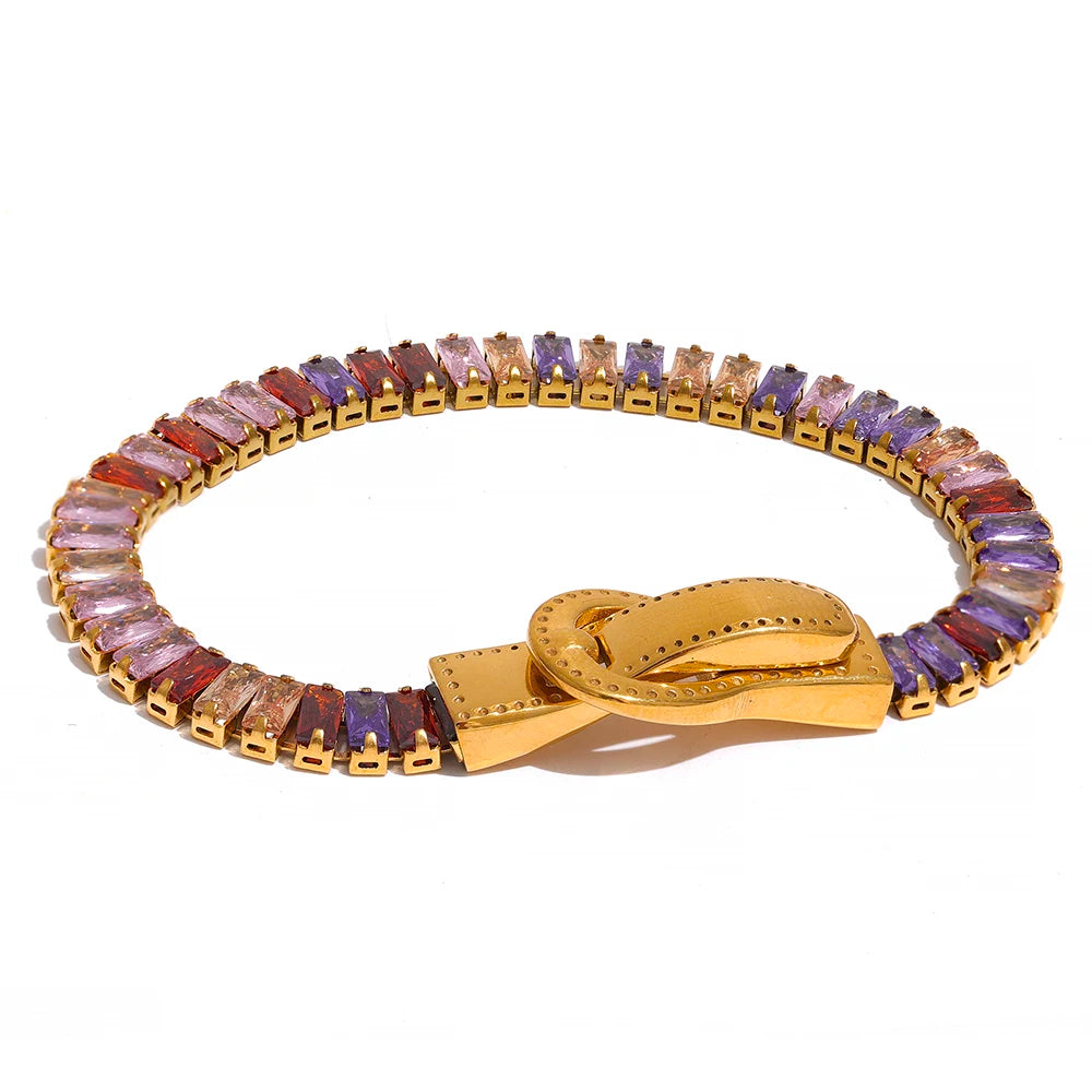 Pomona tennisarmband, armband, tål vatten, rostfritt stål 316L med guldfärgad PVD-finish, Lark & Reed, bild 10