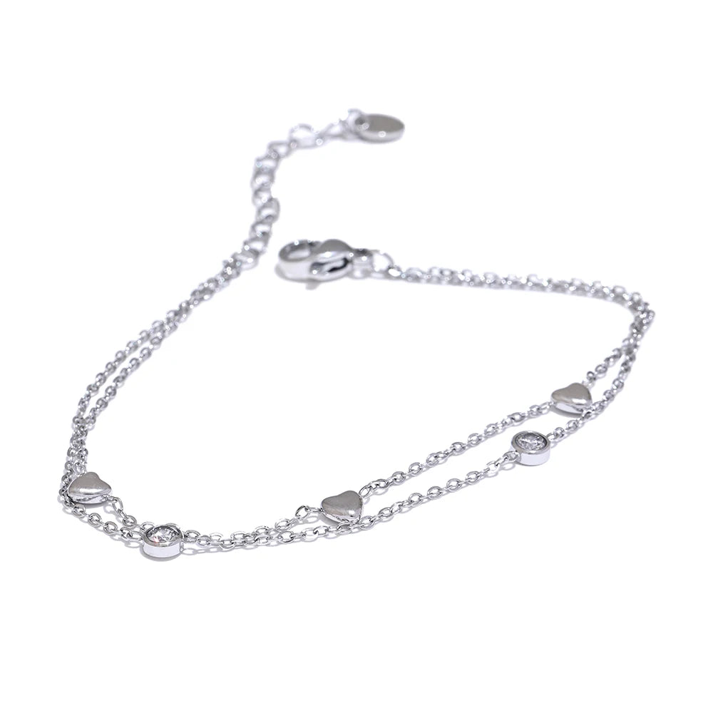 Bracciale Nelle doppio con cuori, bracciale, resistente all’acqua, acciaio inossidabile 316L con finitura PVD dorata o argentata, Lark & Reed, vista 8
