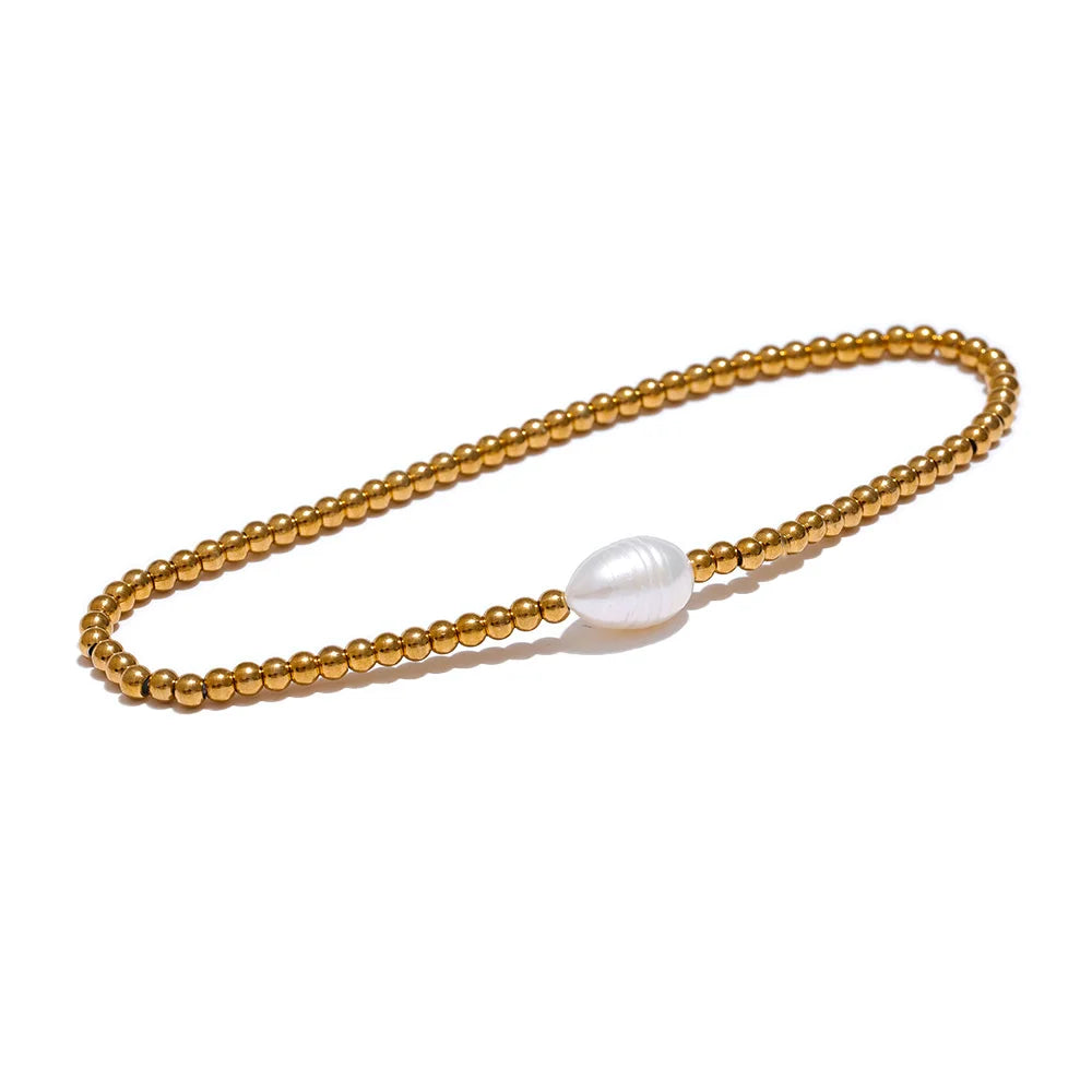 Noelle perlearmbånd, armbånd, tåler vand, rustfrit stål 316L med guldfarvet PVD-belægning, Lark & Reed, billede 7