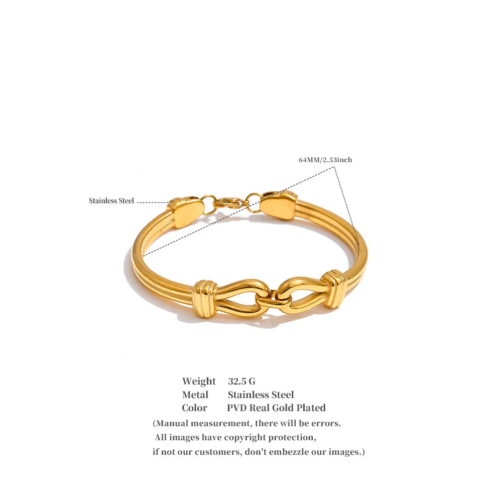 Monaco knudearmring, armbånd, tåler vand, rustfrit stål 316L med guldfarvet PVD-belægning, Lark & Reed, billede 6