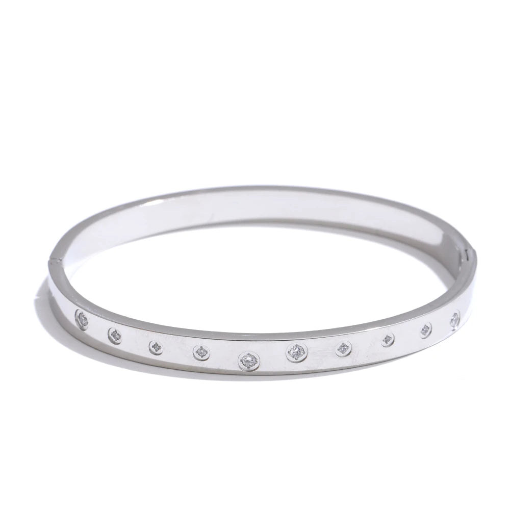 Kiel armring med zirkonialinje, armbånd, tåler vand, rustfrit stål 316L med guld- eller sølvfarvet PVD-belægning, Lark & Reed, billede 7
