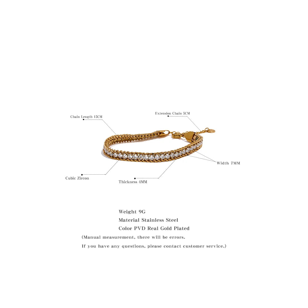 Bruges panserarmbånd med zirkonia, armbånd, tåler vand, rustfrit stål 316L med guld- eller sølvfarvet PVD-belægning, Lark & Reed, billede 5