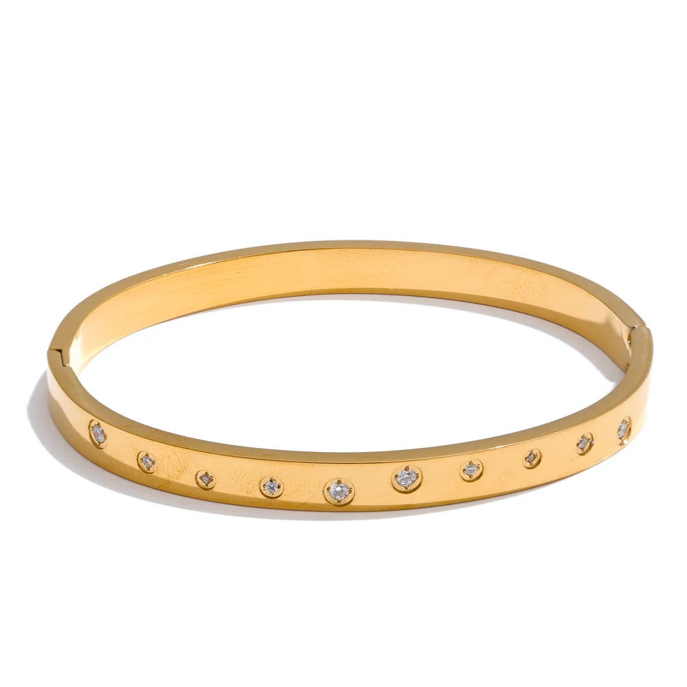 Kiel armring med zirkonialinje, armbånd, tåler vand, rustfrit stål 316L med guld- eller sølvfarvet PVD-belægning, Lark & Reed, billede 8