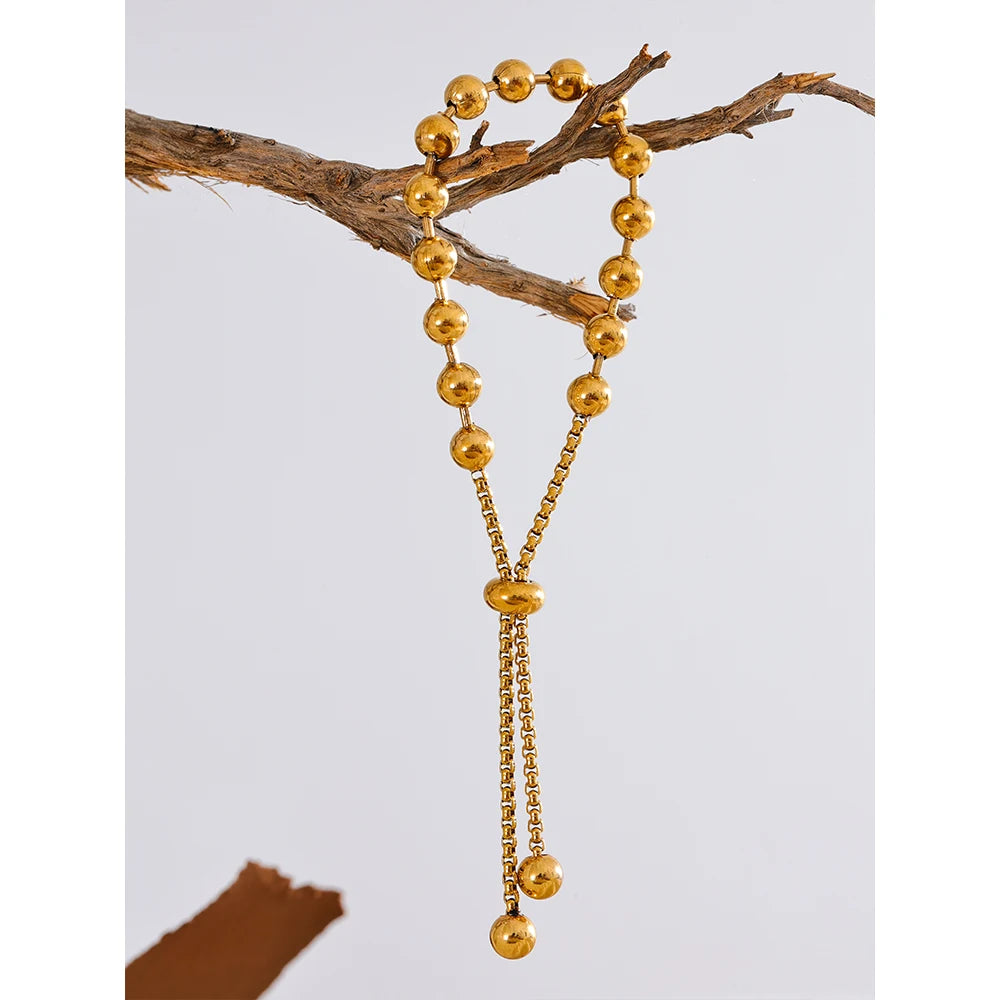 Girona Kugelketten-Armband, Armband, wasserfest, 316L-Edelstahl mit goldfarbener PVD-Beschichtung, Lark & Reed, Ansicht 4