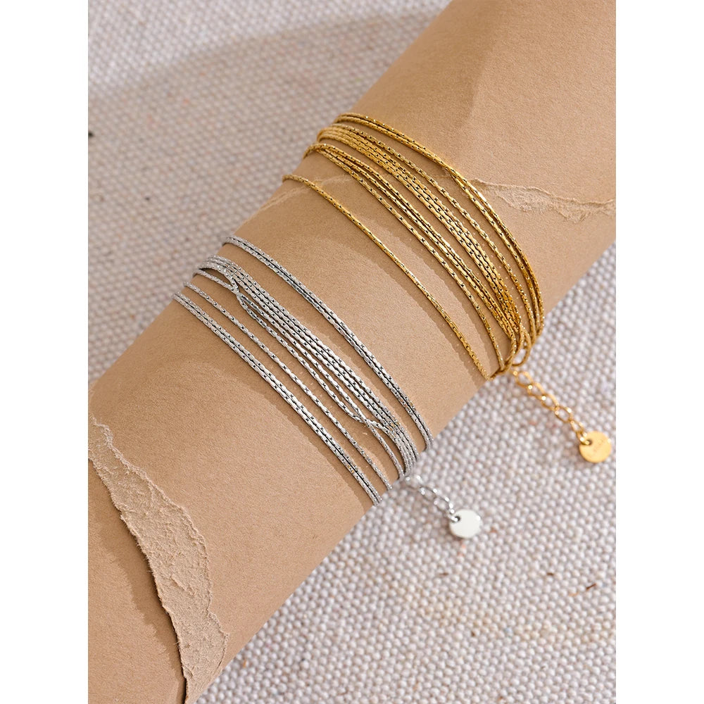 Nantes Multi Strand Bracelet, waterproof bracelet in 316L stainless steel with a gold or silver-tone PVD finish by Lark & Reed, view 3