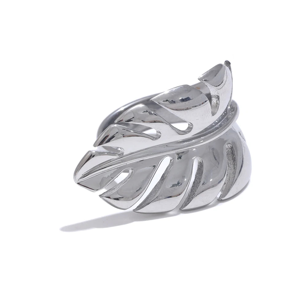 Fleurine bladring, ring, tåler vand, rustfrit stål 316L med guld- eller sølvfarvet PVD-belægning, Lark & Reed, billede 8