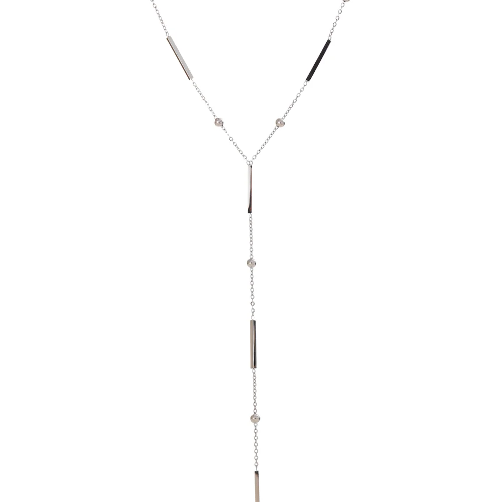 Verona Lariat Necklace, waterproof necklace in 316L stainless steel with a gold or silver-tone PVD finish by Lark & Reed, view 7
