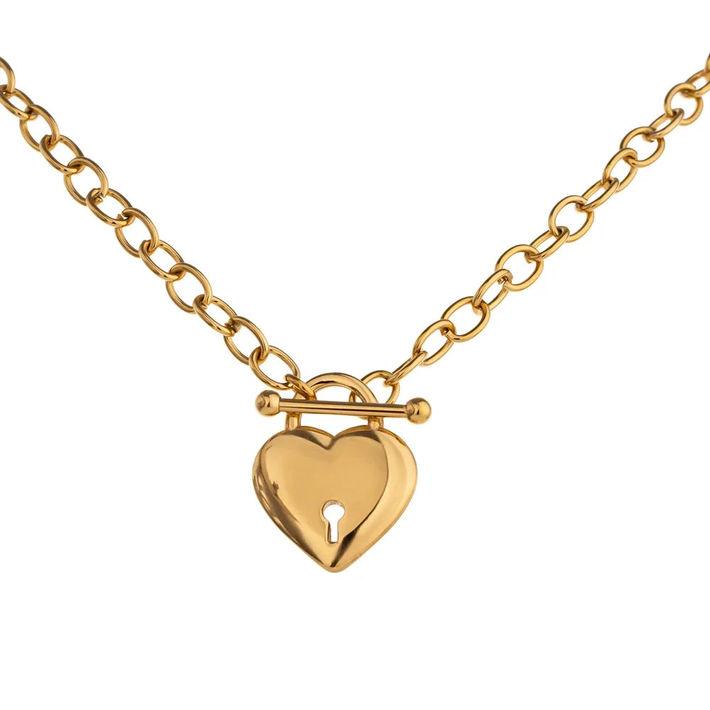 Ivana hjärtlåshalsband, halsband, tål vatten, rostfritt stål 316L med guld- eller silverfärgad PVD-finish, Lark & Reed, bild 10