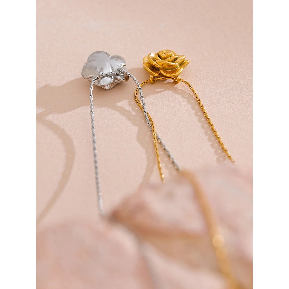 Rosalind Rose Pendant, waterproof necklace in 316L stainless steel with a gold or silver-tone PVD finish by Lark & Reed, view 5
