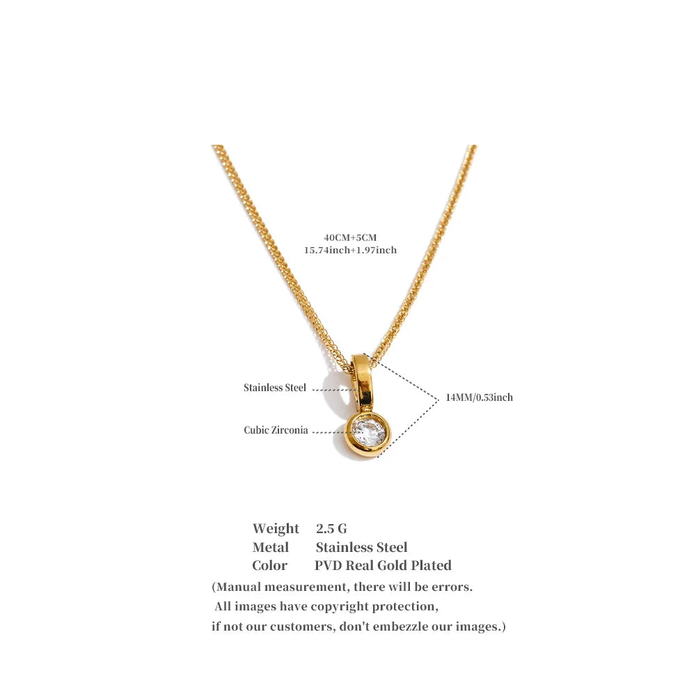 Tilde Bezel Crystal Pendant, waterproof necklace in 316L stainless steel with a gold or silver-tone PVD finish by Lark & Reed, view 6