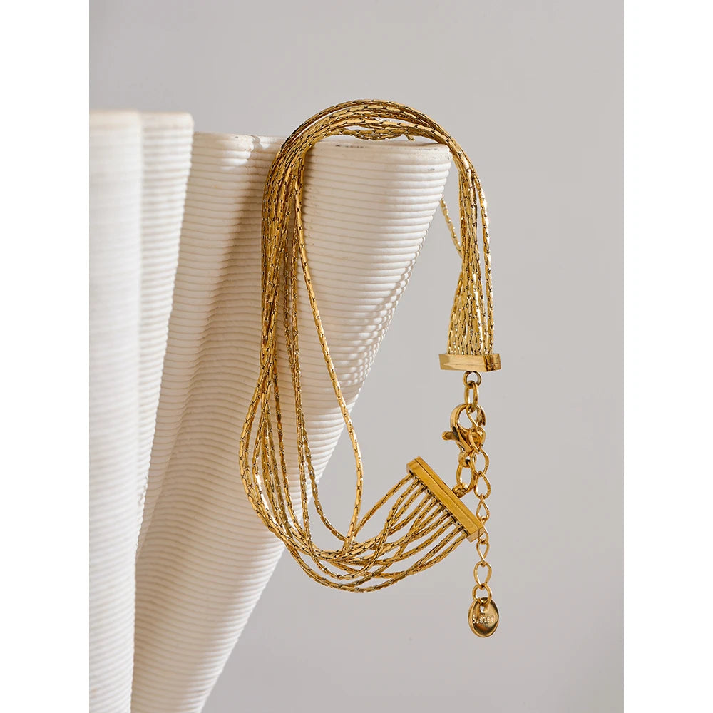 Nantes Multi Strand Bracelet, waterproof bracelet in 316L stainless steel with a gold or silver-tone PVD finish by Lark & Reed, view 5