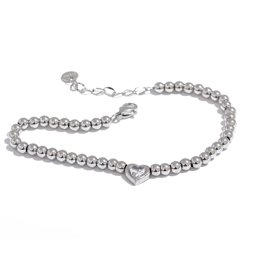 Leonora kuglearmbånd med hjerte, armbånd, tåler vand, rustfrit stål 316L med guld- eller sølvfarvet PVD-belægning, Lark & Reed, billede 7