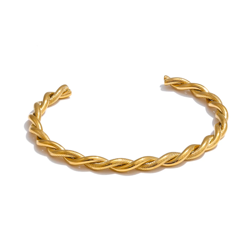 Lugano snoet åben armring, armbånd, tåler vand, rustfrit stål 316L med guld- eller sølvfarvet PVD-belægning, Lark & Reed, billede 7