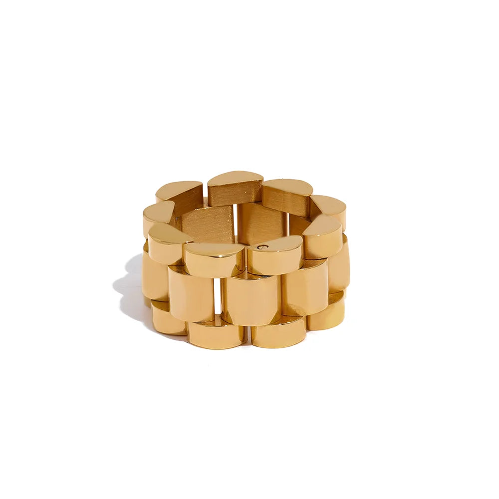 Jorun Chain Link Ring, waterproof ring in 316L stainless steel with a gold or silver-tone PVD finish by Lark & Reed, view 7