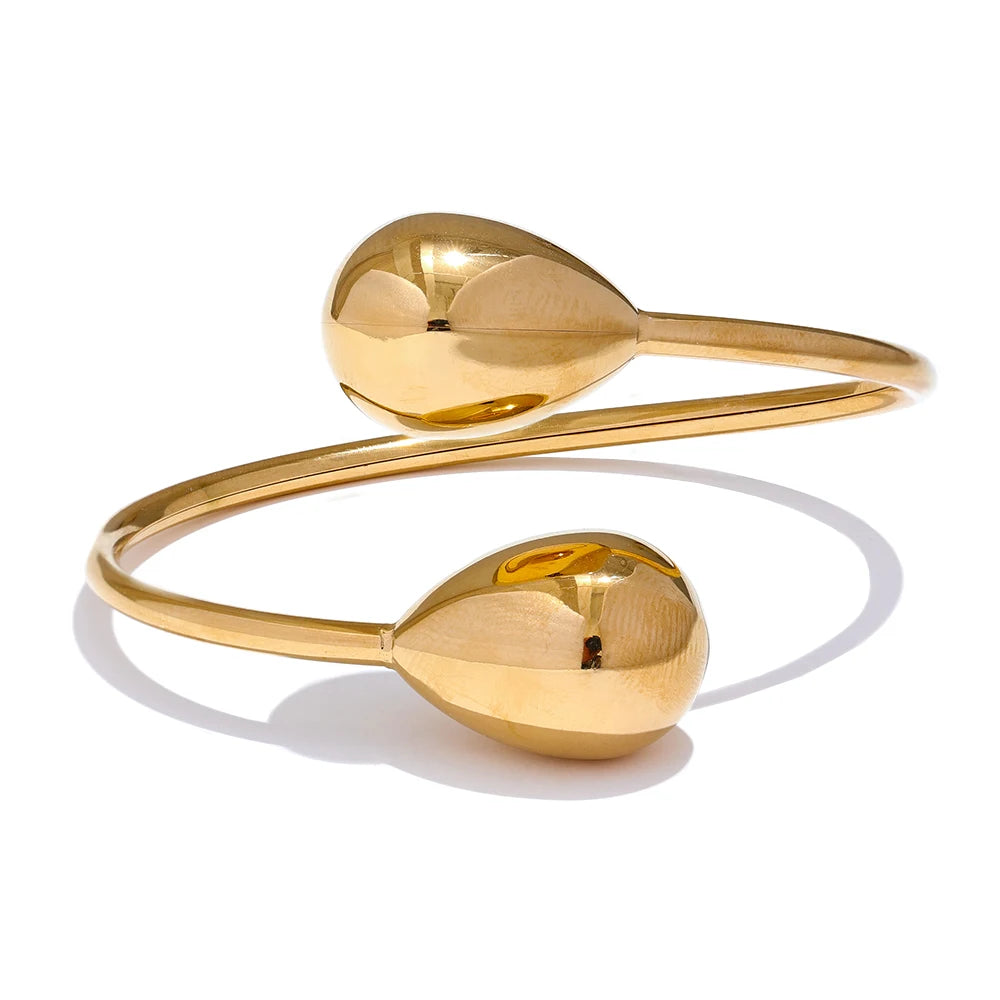 Ischia åben dråbearmring, armbånd, tåler vand, rustfrit stål 316L med guld- eller sølvfarvet PVD-belægning, Lark & Reed, billede 7