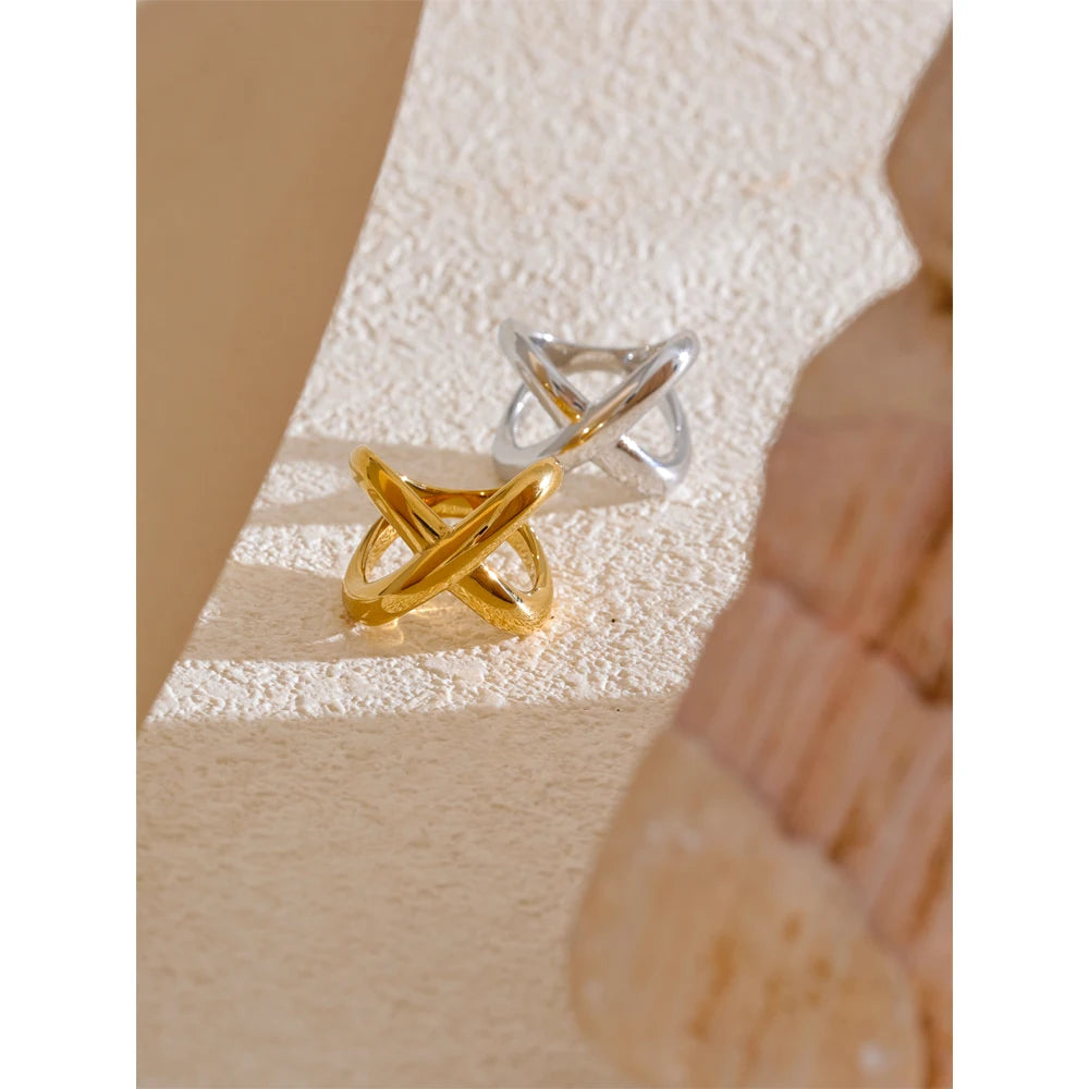 Helle krydsring, ring, tåler vand, rustfrit stål 316L med guld- eller sølvfarvet PVD-belægning, Lark & Reed, billede 5