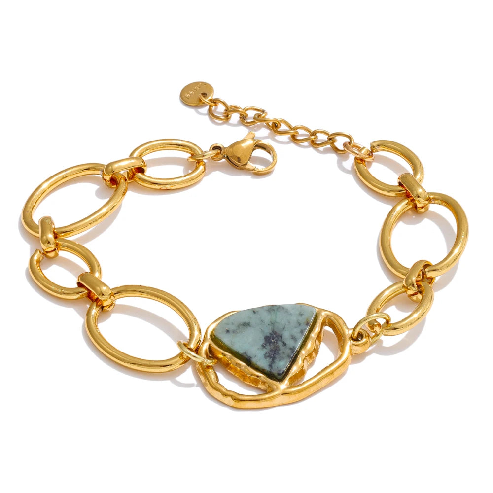 Jerez armbånd med grøn sten, armbånd, tåler vand, rustfrit stål 316L med guldfarvet PVD-belægning, Lark & Reed, billede 7