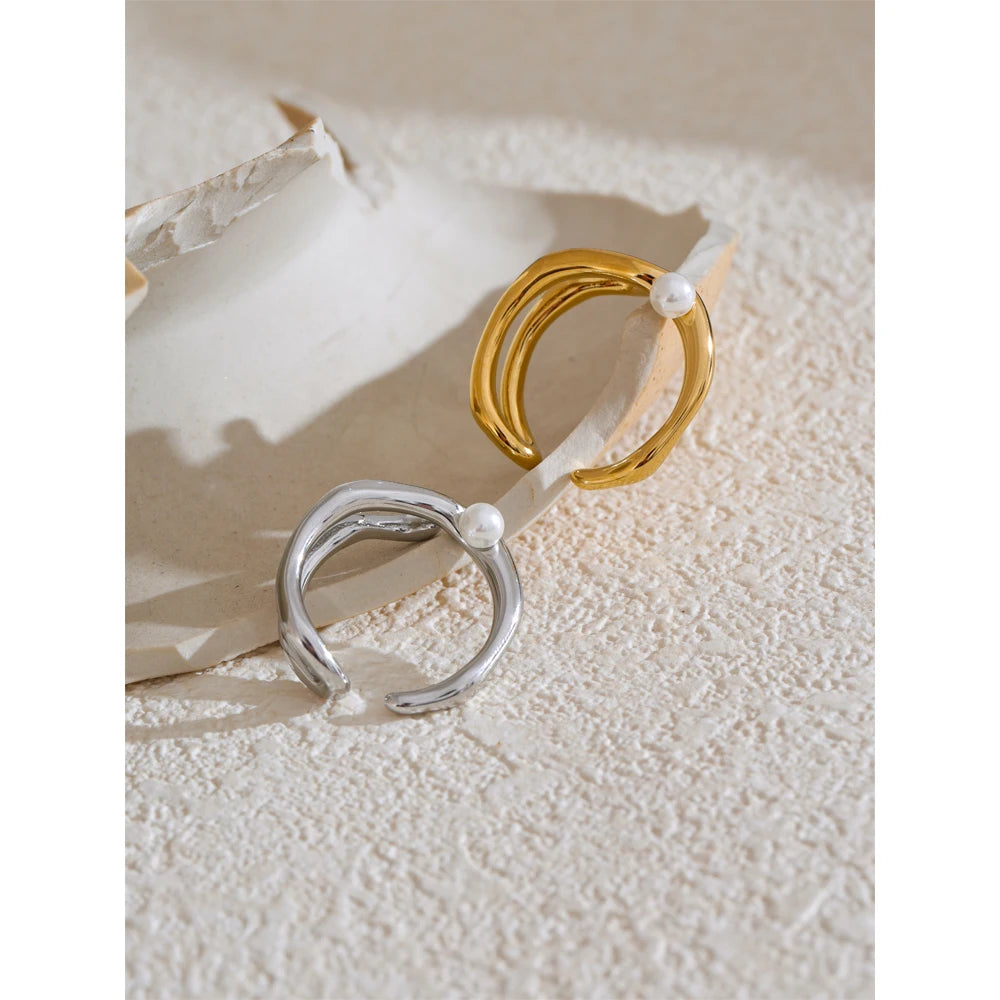 Pernille perlering, ring, tåler vand, rustfrit stål 316L med guld- eller sølvfarvet PVD-belægning, Lark & Reed, billede 2