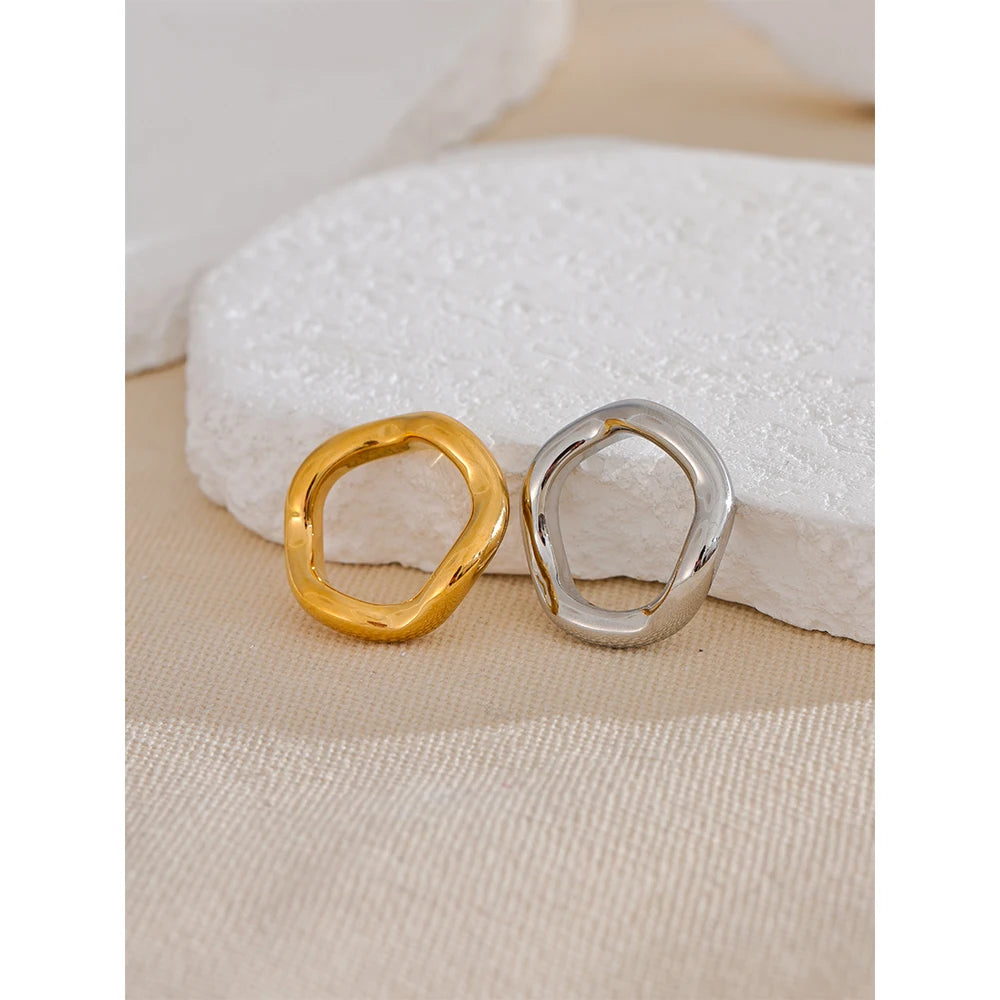 Trine Twist Band, waterproof ring in 316L stainless steel with a gold or silver-tone PVD finish by Lark & Reed, view 6