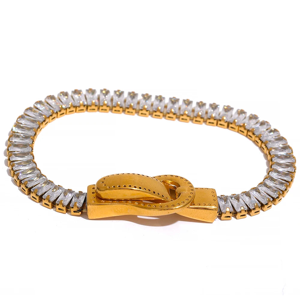 Pomona tennisarmband, armband, tål vatten, rostfritt stål 316L med guldfärgad PVD-finish, Lark & Reed, bild 13
