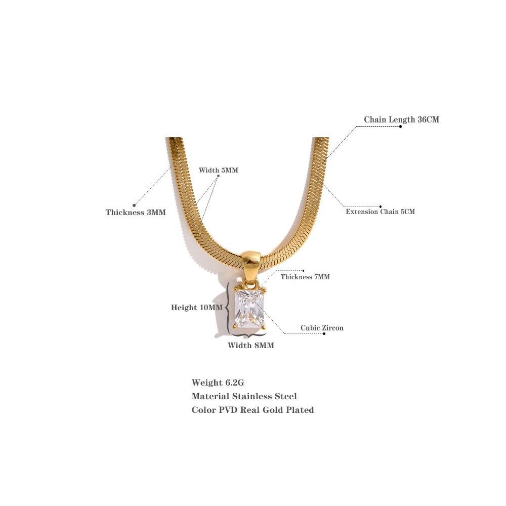 Ottoline Baguette Pendant, waterproof necklace in 316L stainless steel with a gold PVD finish by Lark & Reed, view 5
