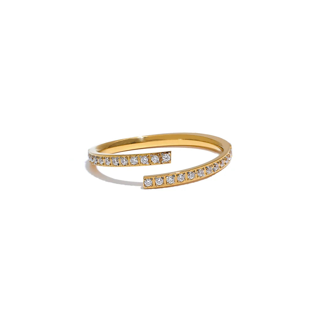 Sofie åben ring med zirkonia, ring, tåler vand, rustfrit stål 316L med guld- eller sølvfarvet PVD-belægning, Lark & Reed, billede 8