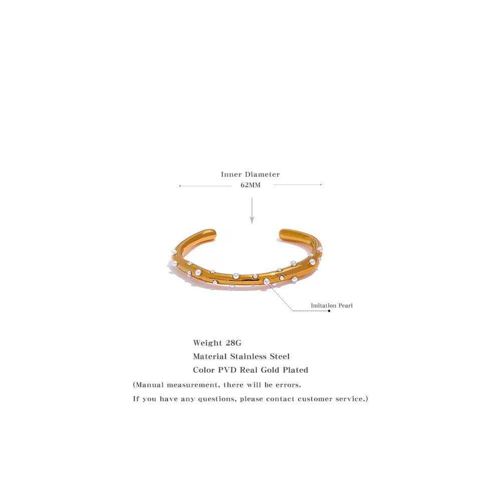 Valencia åben armring med små perler, armbånd, tåler vand, rustfrit stål 316L med guldfarvet PVD-belægning, Lark & Reed, billede 5