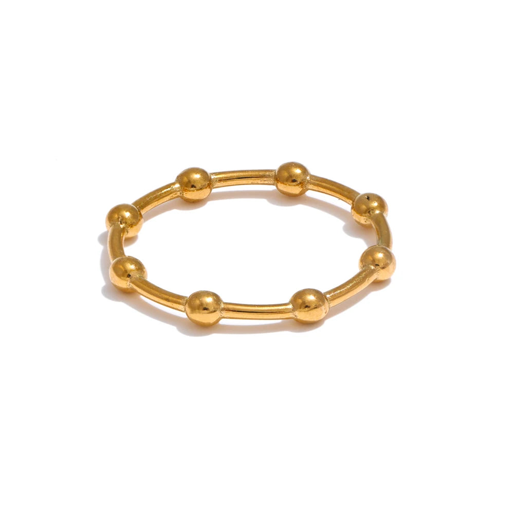 Lotte ring med små kugler, ring, tåler vand, rustfrit stål 316L med guld- eller sølvfarvet PVD-belægning, Lark & Reed, billede 8