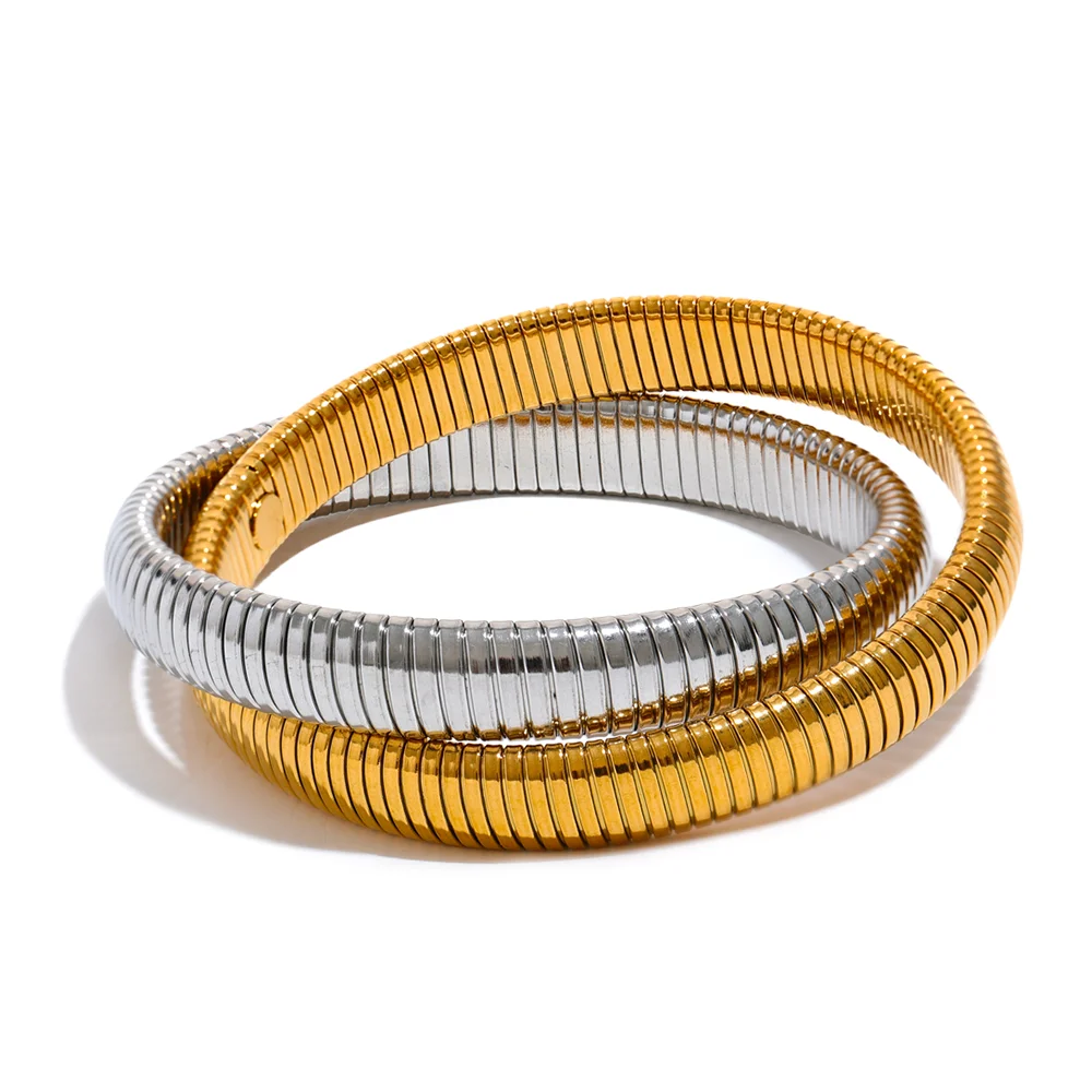 Uppsala Snake Bangle, waterproof bracelet in 316L stainless steel with a gold PVD finish by Lark & Reed, view 7