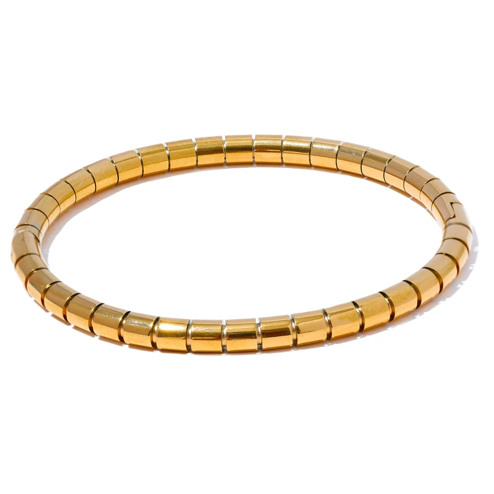 Utrecht Curved Bangle, waterproof bracelet in 316L stainless steel with a gold or silver-tone PVD finish by Lark & Reed, view 8