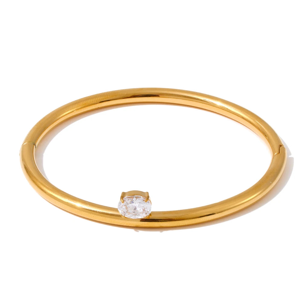 Caprera glat armring med zirkonia, armbånd, tåler vand, rustfrit stål 316L med guld- eller sølvfarvet PVD-belægning, Lark & Reed, billede 8