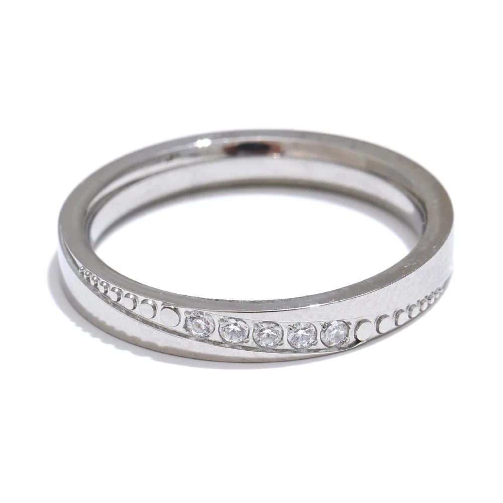 Alva Crystal Band, waterproof ring in 316L stainless steel with a gold or silver-tone PVD finish by Lark & Reed, view 11