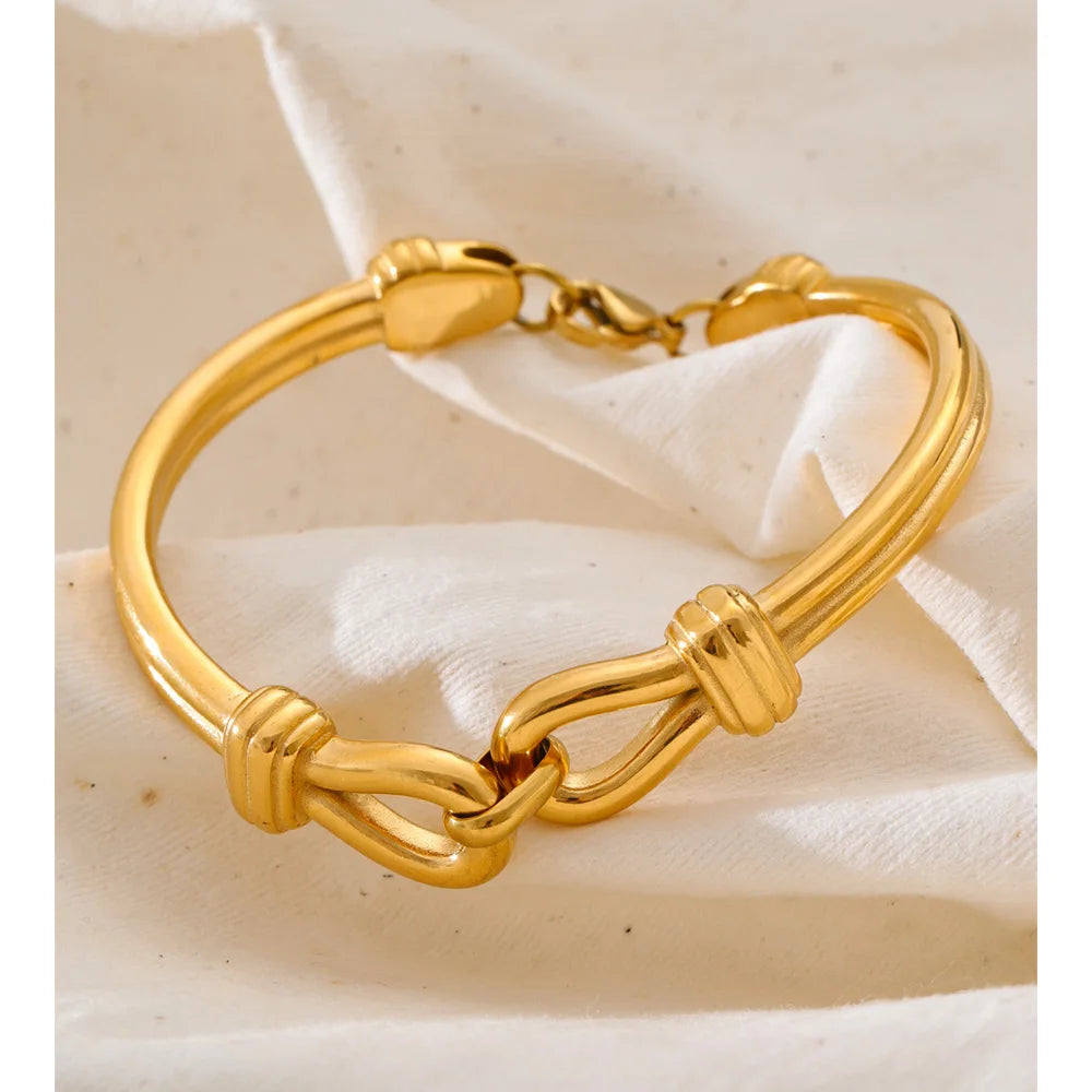 Monaco knudearmring, armbånd, tåler vand, rustfrit stål 316L med guldfarvet PVD-belægning, Lark & Reed, billede 4