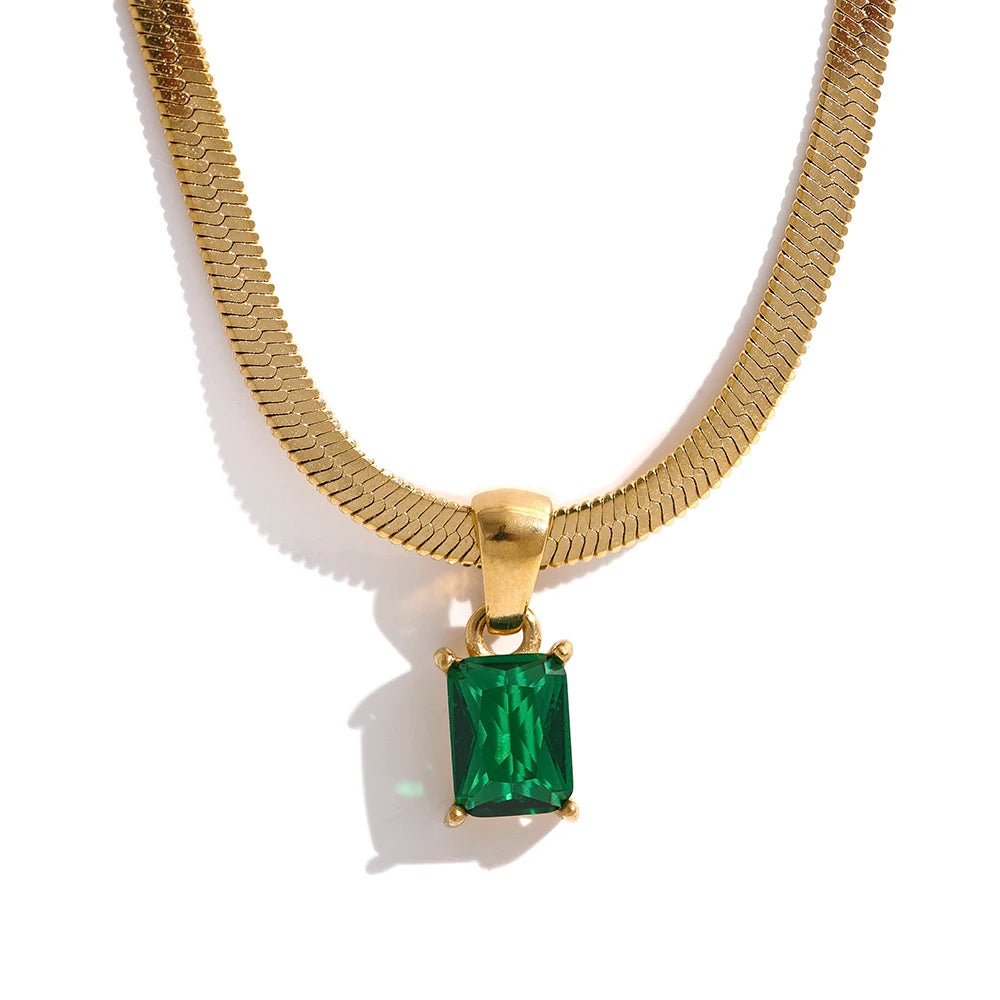 Ottoline Baguette Pendant, waterproof necklace in 316L stainless steel with a gold PVD finish by Lark & Reed, view 7