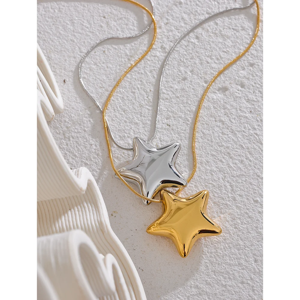 Nova Star Pendant, waterproof necklace in 316L stainless steel with a gold or silver-tone PVD finish by Lark & Reed, view 5