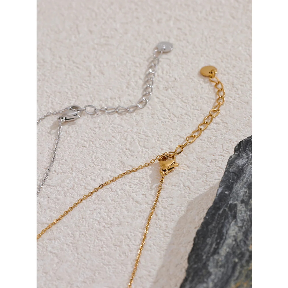 Verona Lariat Necklace, waterproof necklace in 316L stainless steel with a gold or silver-tone PVD finish by Lark & Reed, view 3