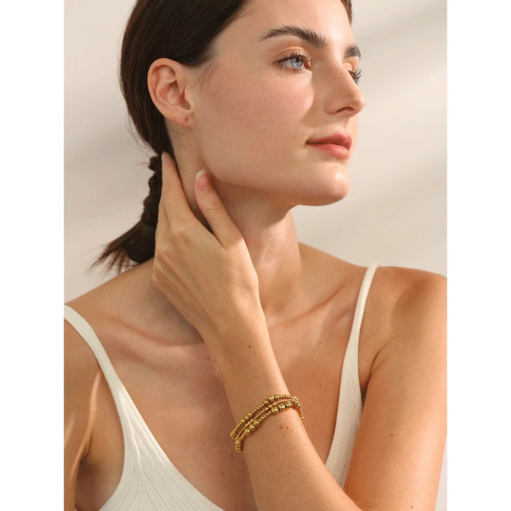 Elba rekbare armband, armband, waterbestendig, 316L roestvrij staal met goud- of zilverkleurige PVD-afwerking, Lark & Reed, afbeelding 2