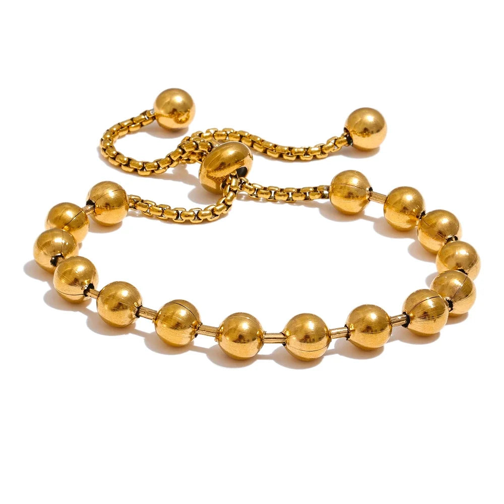 Girona justerbart kuglearmbånd, armbånd, tåler vand, rustfrit stål 316L med guldfarvet PVD-belægning, Lark & Reed