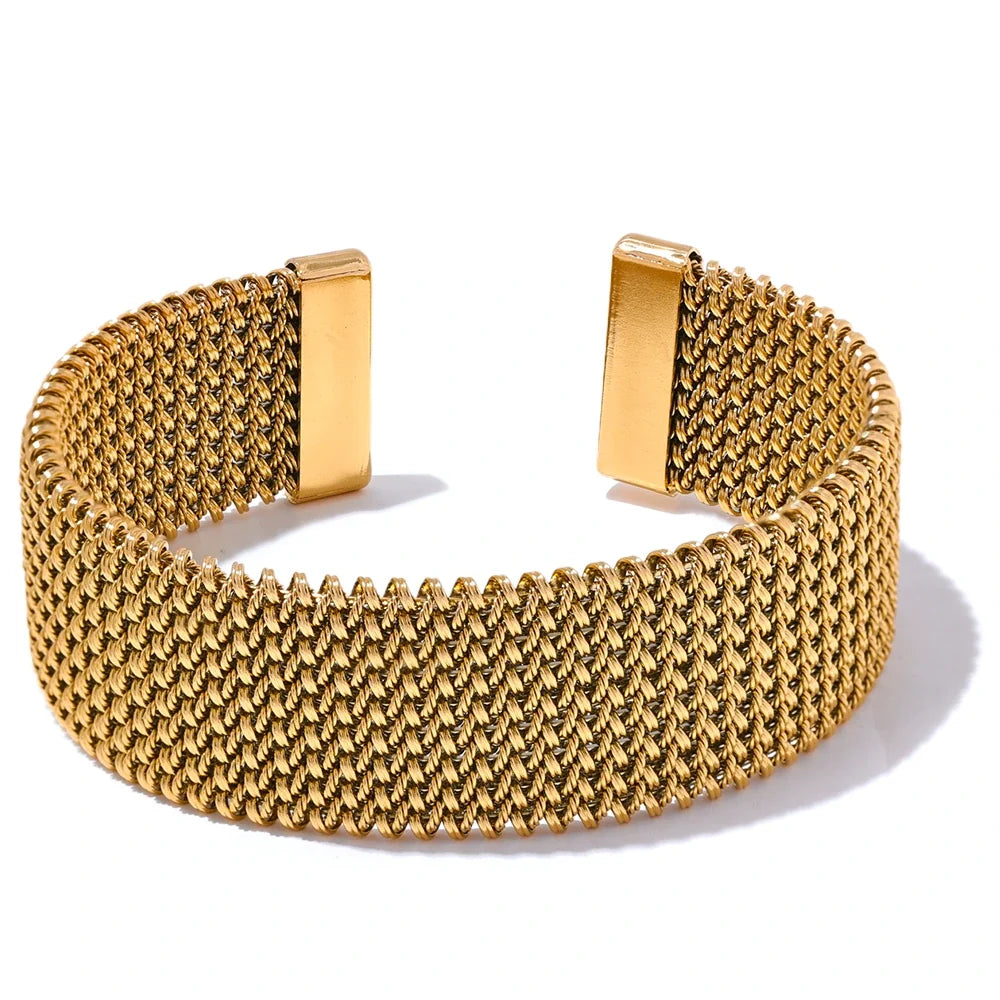 Haarlem Milanaise-Armspange, Armband, wasserfest, 316L-Edelstahl mit gold- oder silberfarbener PVD-Beschichtung, Lark & Reed