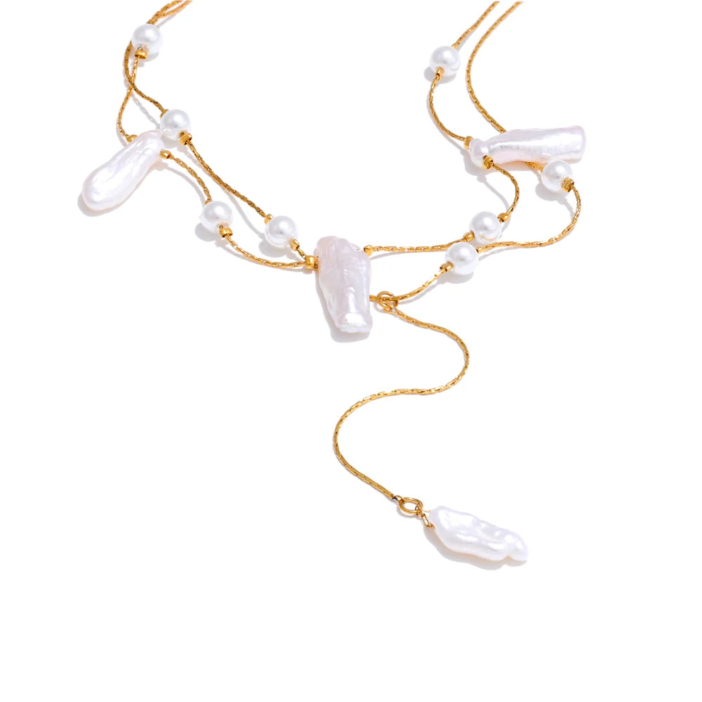 Johanna pärlhalsband, halsband, tål vatten, rostfritt stål 316L med guldfärgad PVD-finish, Lark & Reed