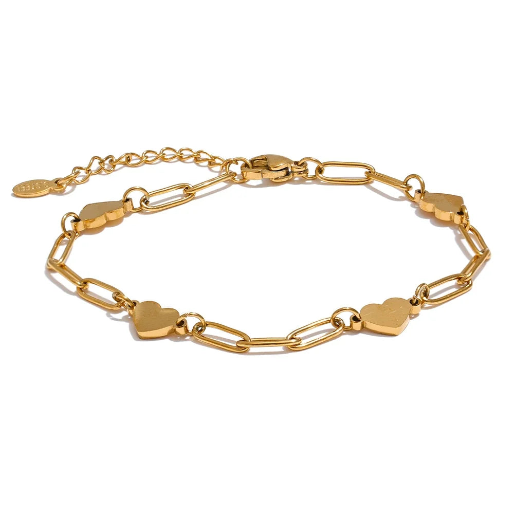 Lisbet Herz-Gliederarmband, Armband, wasserfest, 316L-Edelstahl mit gold- oder silberfarbener PVD-Beschichtung, Lark & Reed