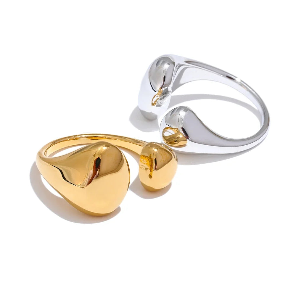 Merle bönring, ring, tål vatten, rostfritt stål 316L med guld- eller silverfärgad PVD-finish, Lark & Reed