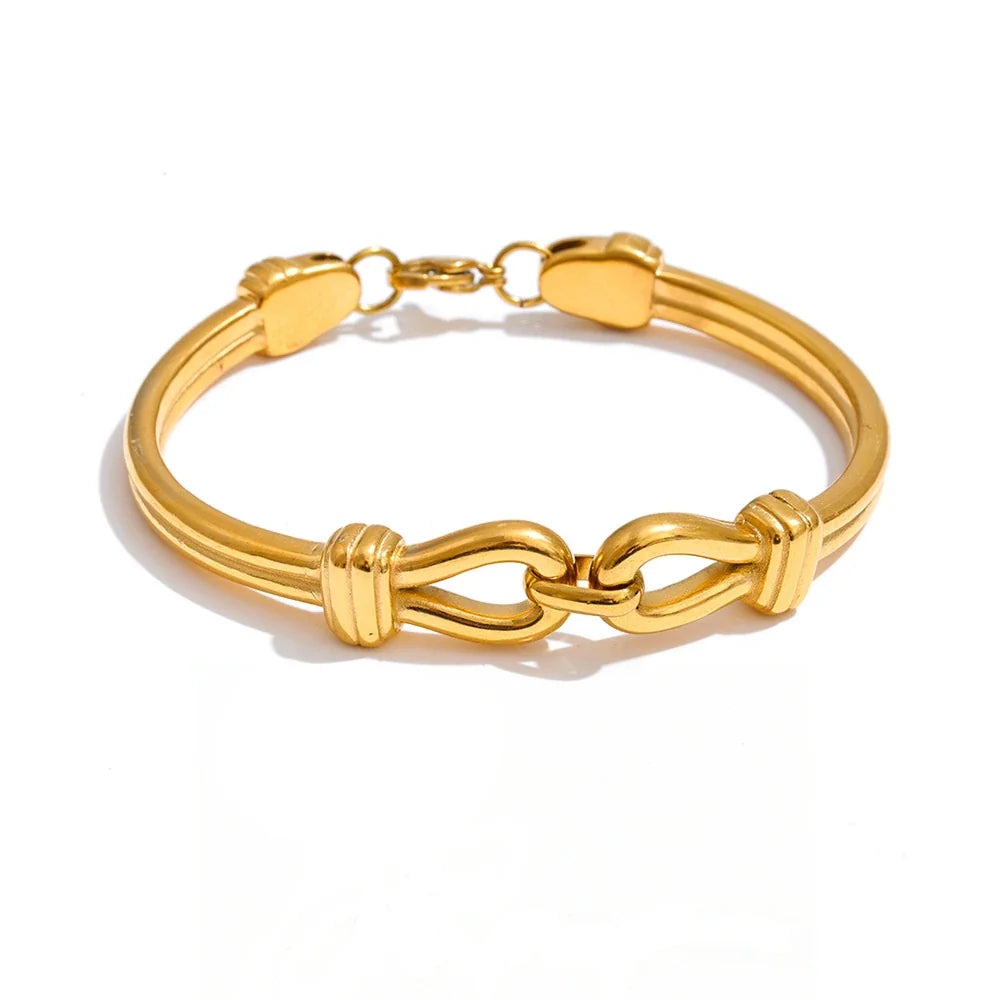 Monaco knudearmring, armbånd, tåler vand, rustfrit stål 316L med guldfarvet PVD-belægning, Lark & Reed