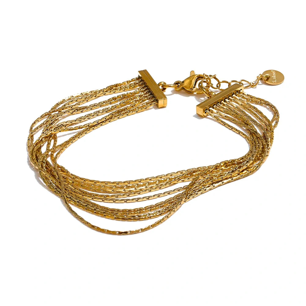 Nantes Mehrreihiges Armband, Armband, wasserfest, 316L-Edelstahl mit gold- oder silberfarbener PVD-Beschichtung, Lark & Reed