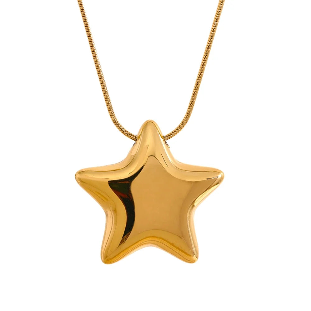 Nova Star Pendant, waterproof necklace in 316L stainless steel with a gold or silver-tone PVD finish by Lark & Reed