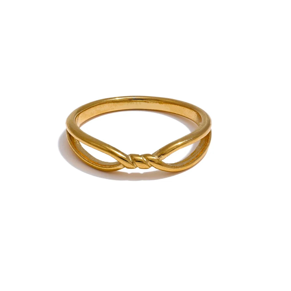 Anillo Oona lazo infinito, anillo, resistente al agua, acero inoxidable 316L con acabado PVD dorado o plateado, Lark & Reed