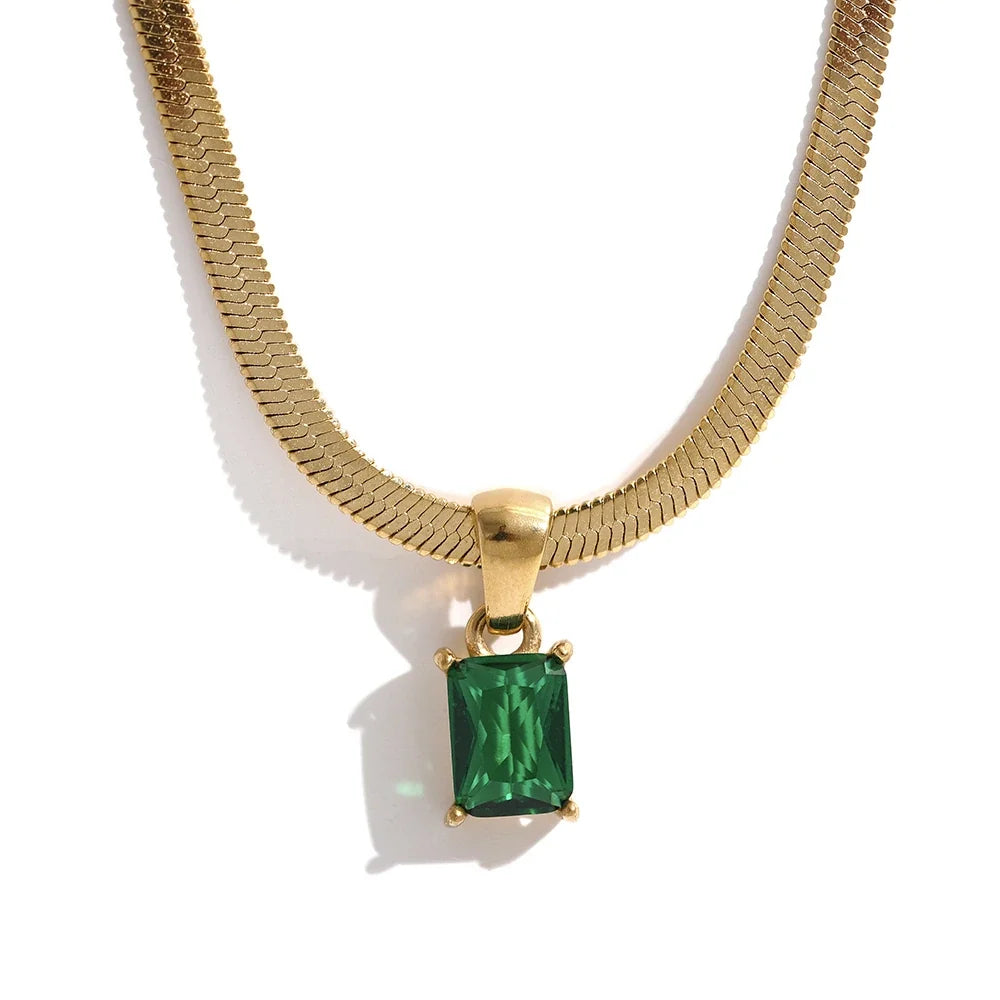 Ottoline Baguette Pendant, waterproof necklace in 316L stainless steel with a gold PVD finish by Lark & Reed