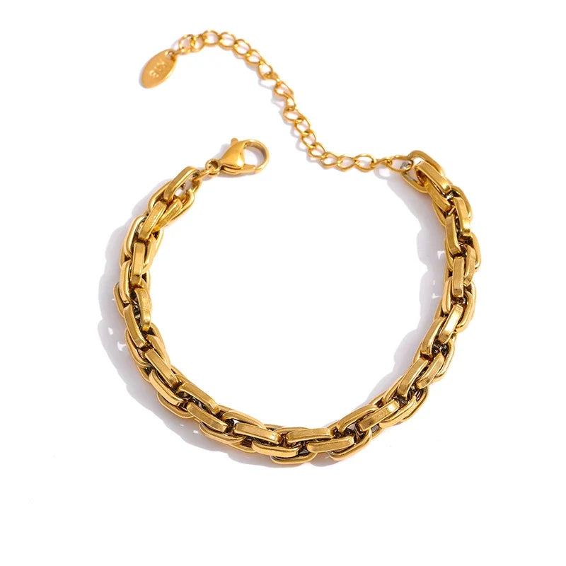 Padua kædearmbånd, armbånd, tåler vand, rustfrit stål 316L med guldfarvet PVD-belægning, Lark & Reed